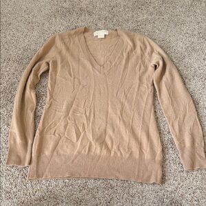 MICHAEL Michael Kors Tan V-Neck 100% Cashmere Sweater